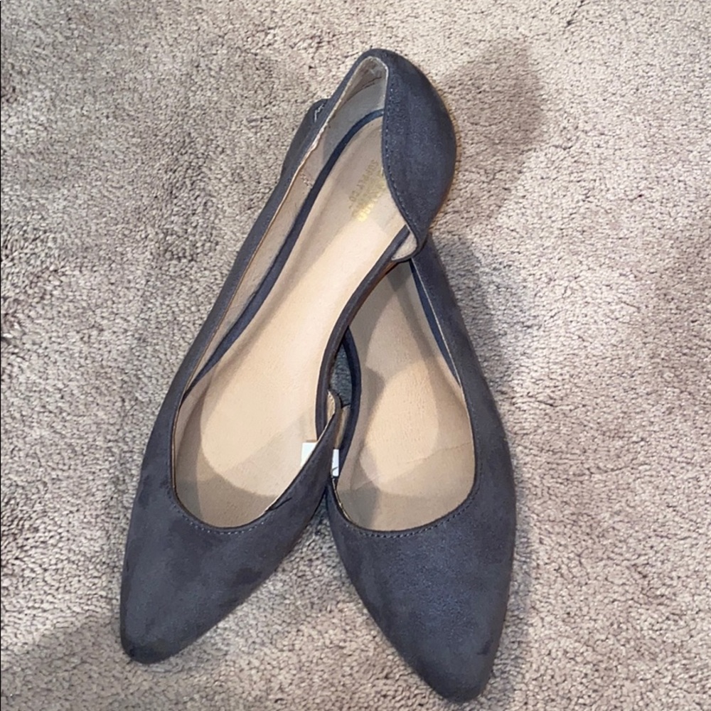 Gray suede flats